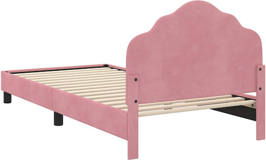 Pat pentru Copii Single Roz pentru Saltea 90x200cm