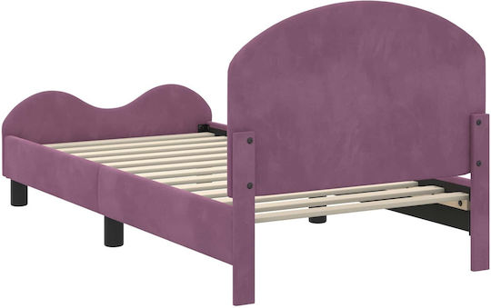 Pat pentru Copii Single cu Spațiu de Depozitare Violet pentru Saltea 80x160cm