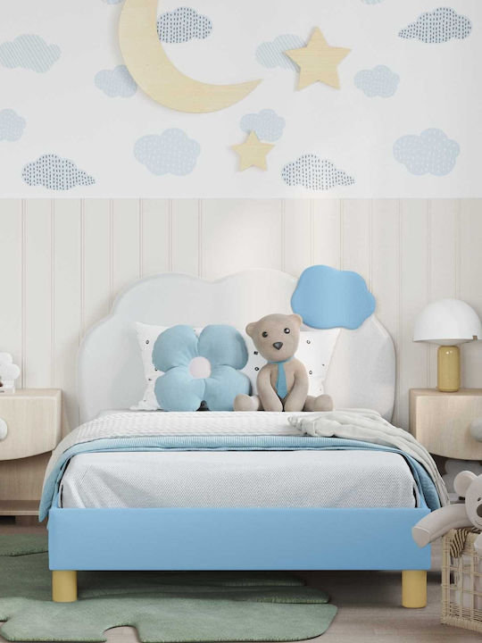 Kinderbett Einzeln Blau für Matratze 90x190cm