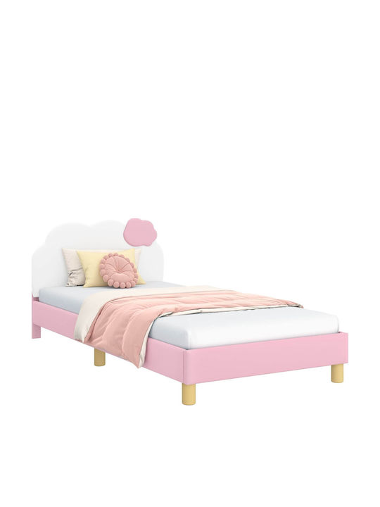 Pat pentru Copii Single Roz pentru Saltea 90x190cm