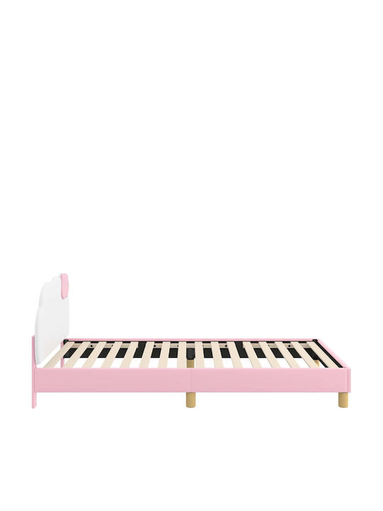 Pat pentru Copii Single Roz pentru Saltea 90x190cm