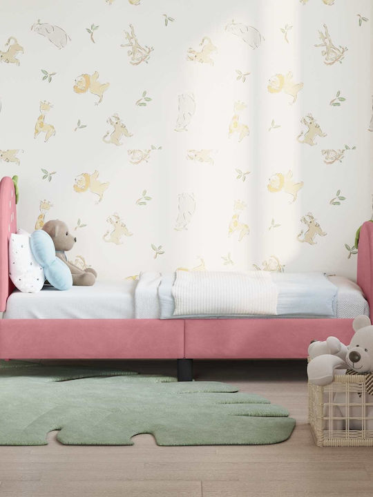 Pat pentru Copii Single Roz pentru Saltea 70x140cm