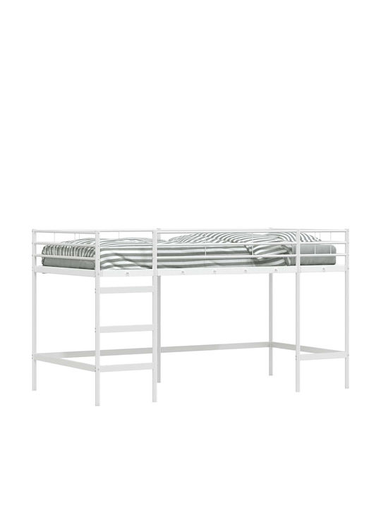 Kids Single Loft Bed White for Mattress 90x201cm