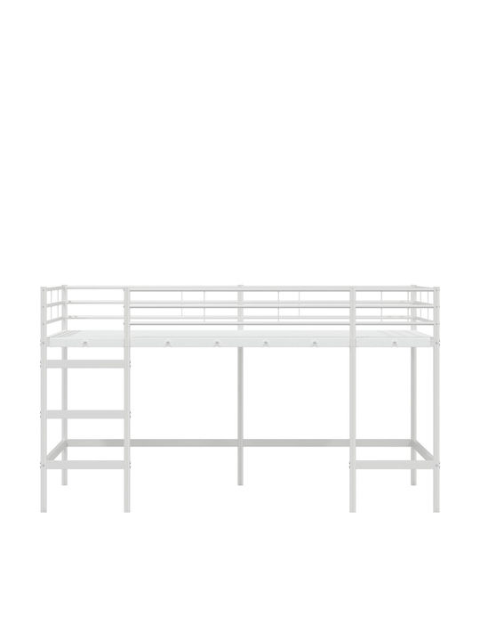 Kids Single Loft Bed White for Mattress 90x201cm