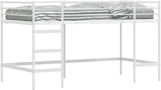 Kinderbett Hochbett Einzel Weiß für Matratze 100x201cm