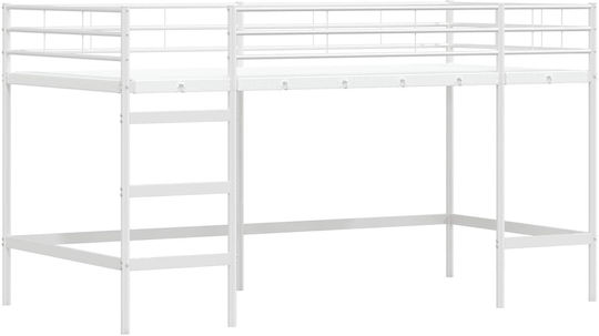 Kinderbett Hochbett Einzel Weiß für Matratze 100x201cm