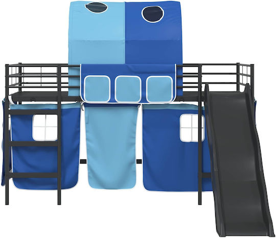 Kinderbett Hochbett Einzel Schwarz für Matratze 90x201cm