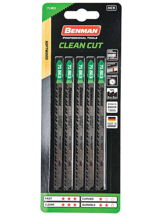 Benman 71863 Λάμες για Ξύλο 132mm 5τμχ