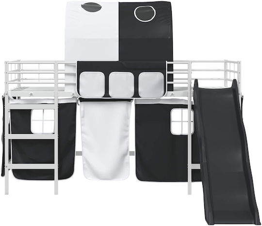 Kinderbett Hochbett Einzel Weiß für Matratze 100x201cm