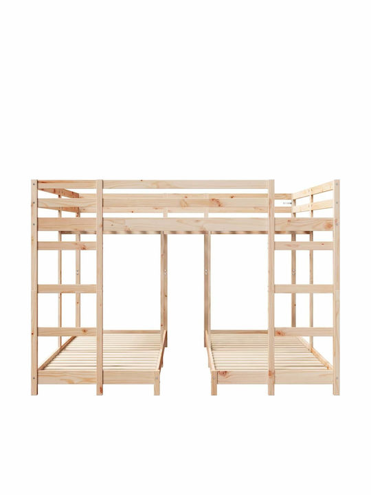 Kids Bed Bunk Single Beige for Mattress 80x200cm