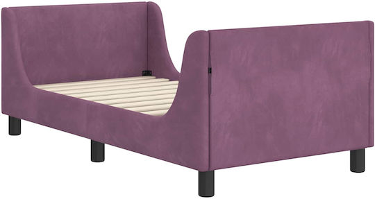 Kids Bed Single Purple for Mattress 80x160cm