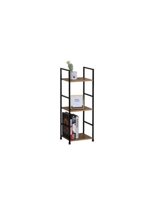 Bookcase Artemis-6080 Oak 3 Shelves 58.6x23.5x80cm Black Metal Frame