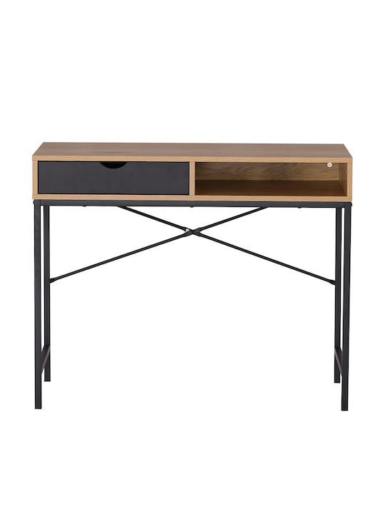Birou Orfeas Din Lemn Negru Cu Picioare Metalice 95x48x76Cm
