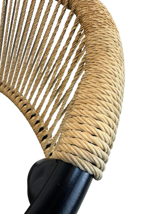 Outdoor Chair Rattan Black/Beige 36x36x75cm