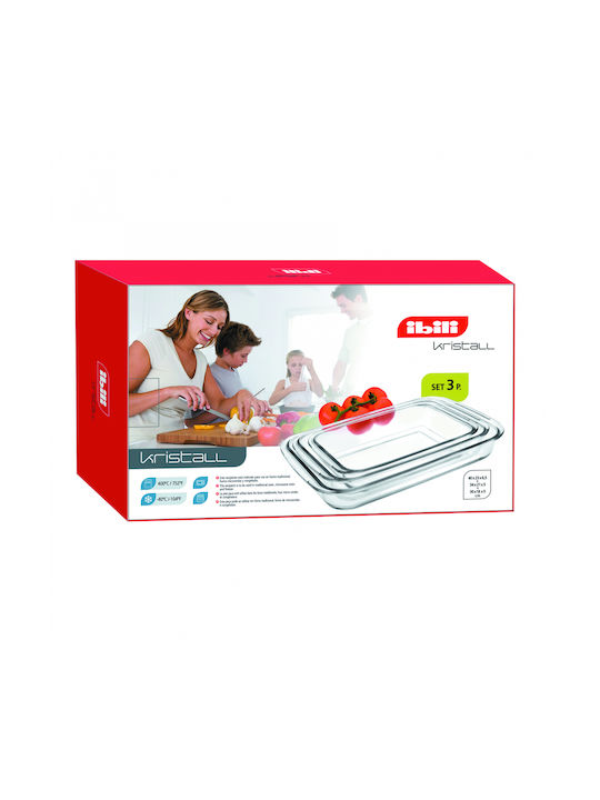 Ibili Ορθογώνιο Πυρίμαχο Σκεύος Γυάλινο 1600ml 3τμχ