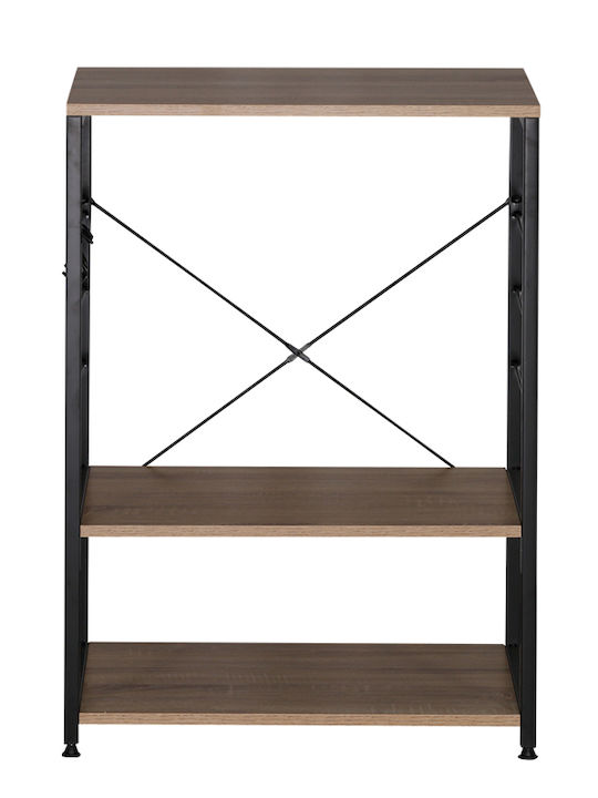Metallic Kitchen Rack 3 Tiers Black 60x40x82cm