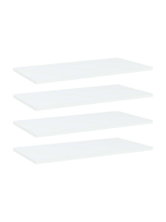 vidaXL Rectangular Bookcase Shelf made of Particleboard in White Color 60x30x1.5cm 805234 4pcs