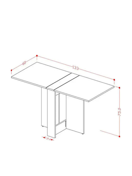 Πτυσσόμενο Τραπέζι Κουζίνας Mdf Ανθρακί 133x75x75cm