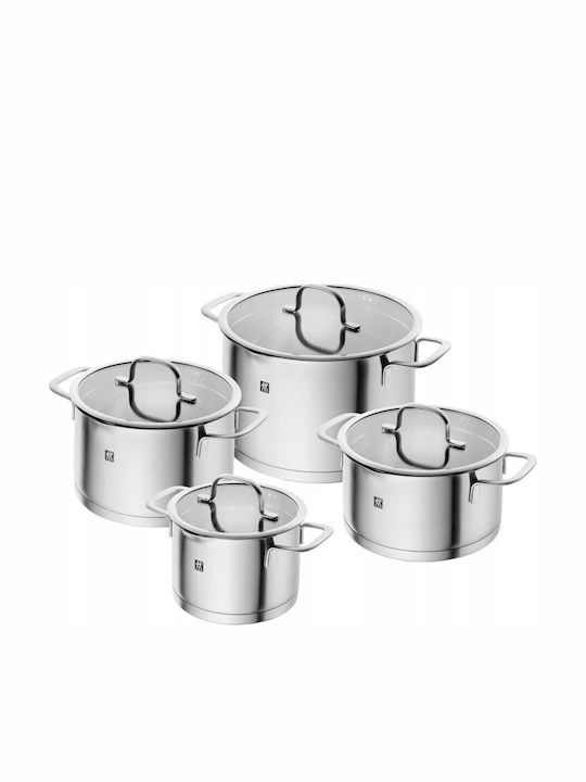 Flow Pots Set of Stainless Steel with Coating 4pcs
