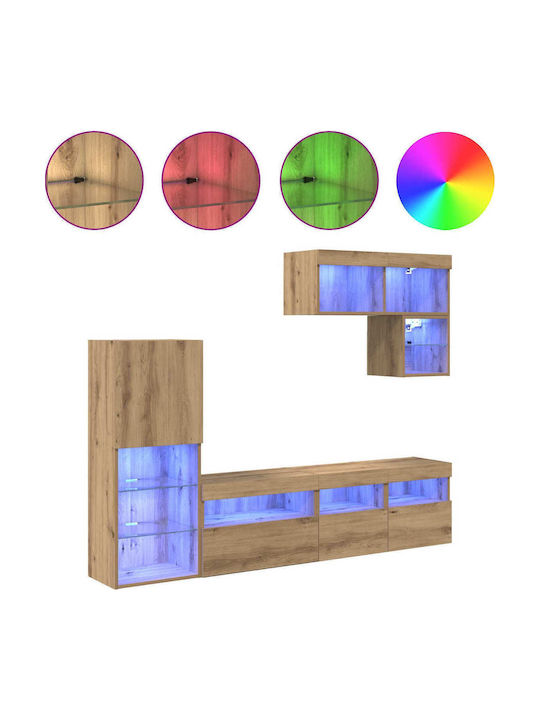 Living Room TV Unit with Lighting Artisan Oak L80xW30xH30cm