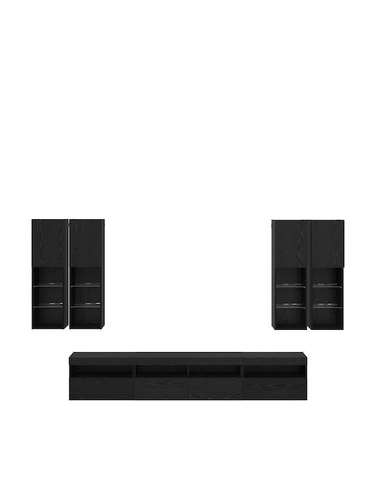 Wohnzimmer TV-Einheit Black Beech mit Beleuchtung L100xB30xH40cm