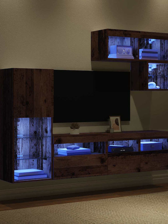 Living Room TV Unit with Lighting Old Wood L80xW30xH30cm