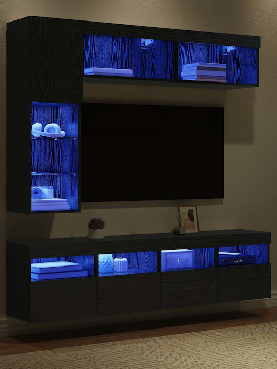 Wohnzimmer TV-Einheit Schwarz mit Beleuchtung L30.5xB30xH102cm