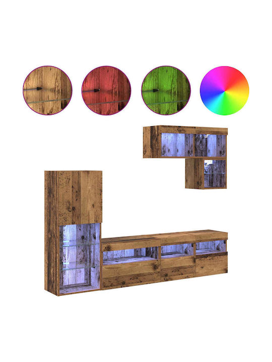 Living Room TV Unit with Lighting Old Wood L80xW30xH30cm