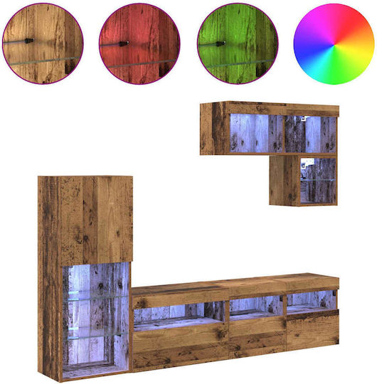 Unitate TV pentru sufragerie Old Wood cu iluminare L80xA30xÎ30cm