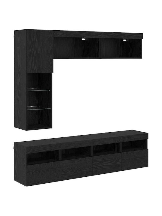 Wohnzimmer TV-Einheit Schwarz mit Beleuchtung L30.5xB30xH102cm