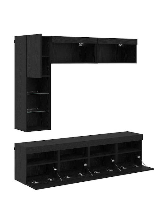 Wohnzimmer TV-Einheit Schwarz mit Beleuchtung L30.5xB30xH102cm