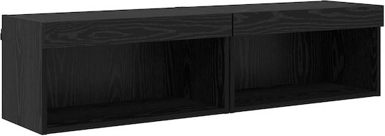 Living Room TV Unit with Lighting Black L30.5xW30xH102cm