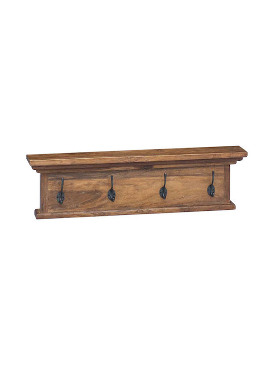 vidaXL Vintage Wooden Wall Hanger 8 Hooks Brown 70x20x10cm