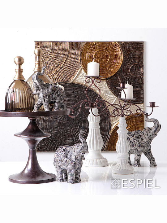 Espiel Candle Holder Ceramic 3 Seats in White Color 34x9.8x39.8cm 1pcs