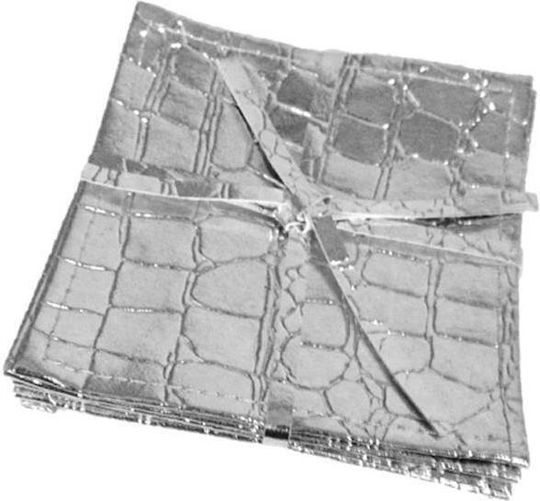 Espiel Untersetzer Stoff Silber 10x10cm 6Stück