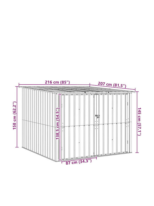 Metallische Gartenhaus M2.15xP2.06xH1.57m