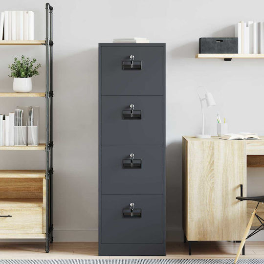 Office Storage Drawer Metal with Lock Anthracite 44x50x106.5cm