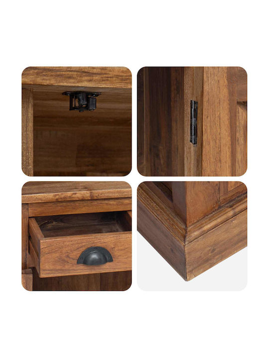 Bufet Dulap din Lemn Masiv & Metal cu Sertare Maro 65x30x75cm
