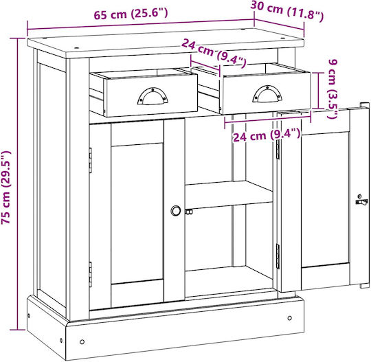 Μπουφές Schrank mit Schubladen Coffee 65x30x75cm