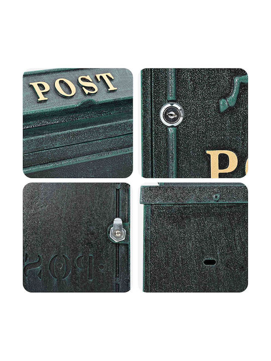 vidaXL Γραμματοκιβώτιο Εξωτερικού Χώρου Μεταλλικό σε Πράσινο Χρώμα 29x13x41cm