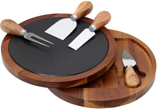 Cryspo Trio Wooden Cheese Serving Platter Rotating 23cm 5pcs
