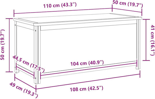 vidaXL Διακοσμητικό Μπαούλο Ξύλινο Καφέ 110x50x50εκ.