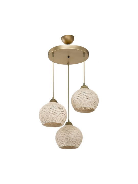 GloboStar Yasam Pendant Light Beige Boho with Rope for Socket E27 35x35x80cm