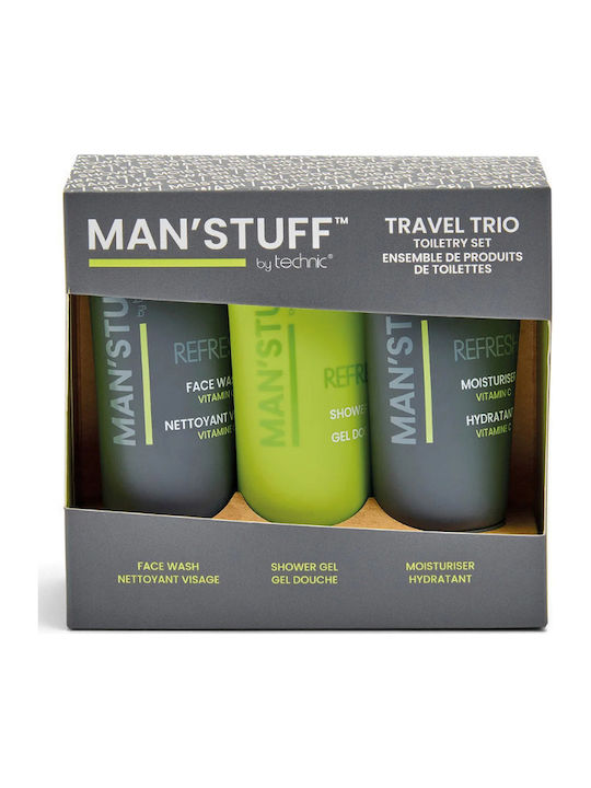Technic Man'Stuff Travel Set for Moisturizing, Facial Cleaning & Body Cleaning 3pcs