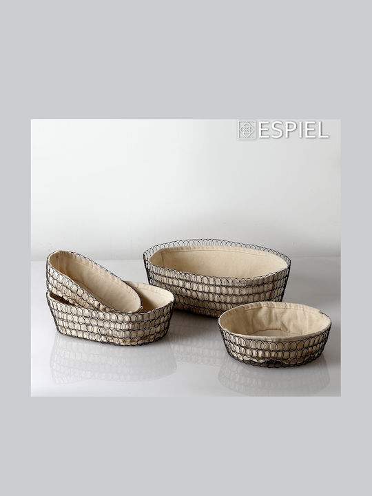 Espiel Set dekorative Körbe mit Griffen Beige 23x23x6cm 3Stück