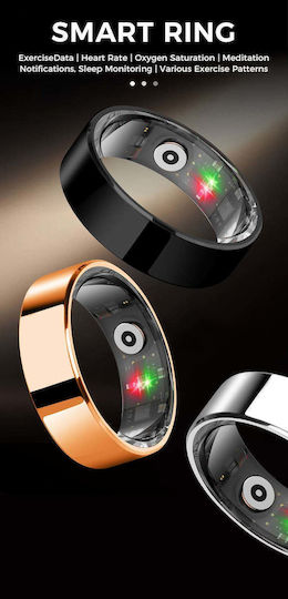 Kyklō Smart Ring 20.6mm Αδιάβροχο με Παλμογράφο Ασημί