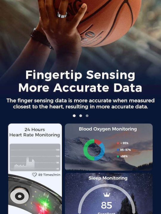 Kyklō Smart Ring 20.6mm Waterproof with Heart Rate Monitor Silver