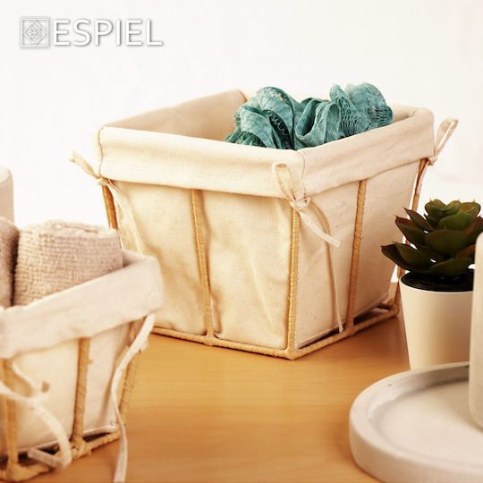 Square Cotton Wicker Storage Basket Stand 15x15x11.5cm Set 2 Pieces Espiel