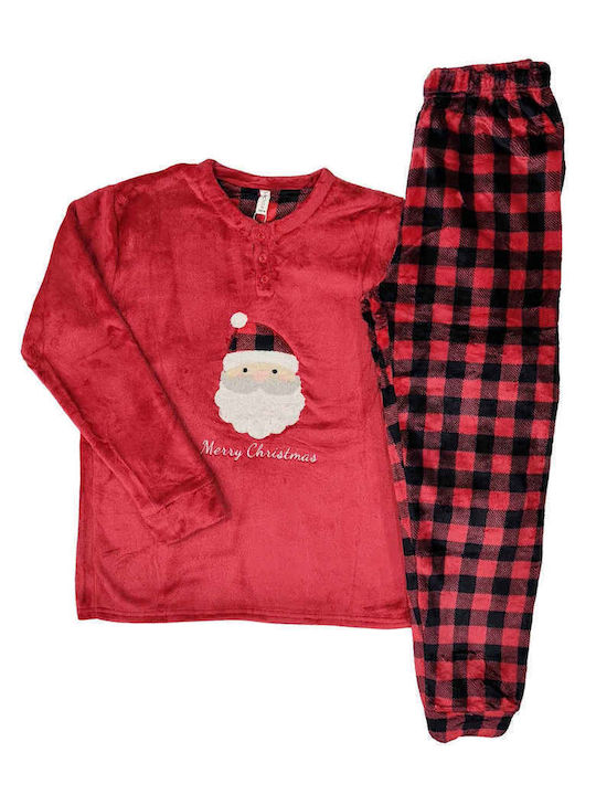 Lovelx Homewear Χειμερινή Ανδρική Πιτζάμα Κόκκινο