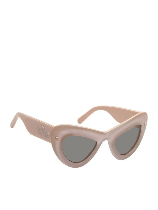 Marc Jacobs Women's Sunglasses with Pink Plastic Frame and Gray Lens MARC 798/S 3DVIR